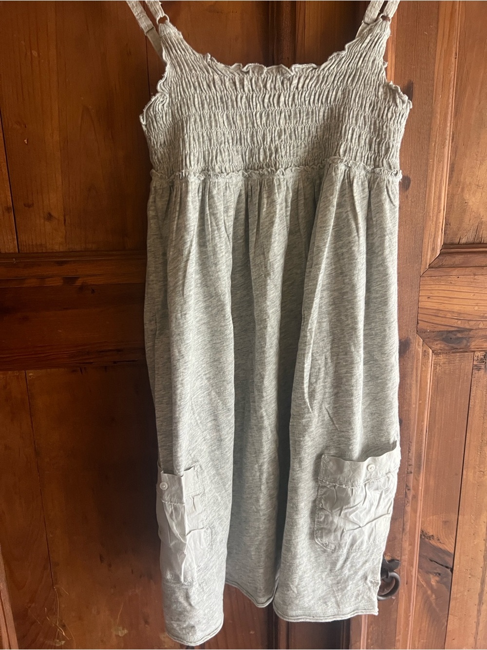 Abercrombie & Fitch y2k light gray smocked tank dress